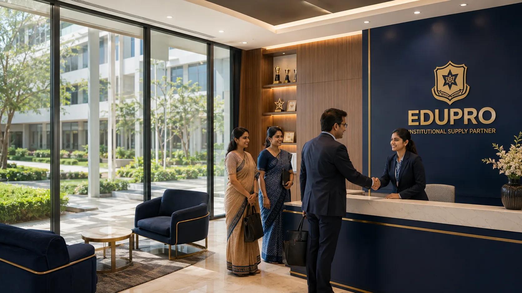 EDUPRO corporate reception area where institutional visitors are welcomed for procurement and consultation enquiries